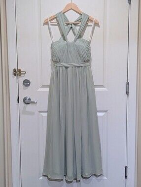 EUC Azazie 2 Agave Pale Green Hillian Bridesmaid Formal Dress